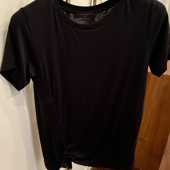 Allsaints black t-shirt with ruching detail size S - Picture 2 of 4